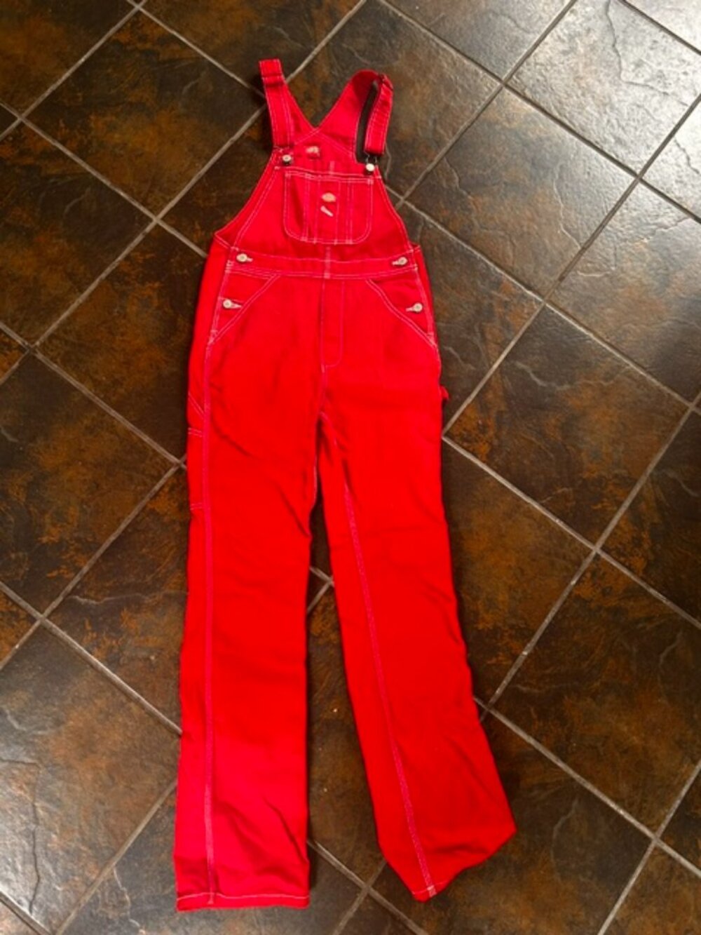 Women's Red Dickie's straight leg overalls